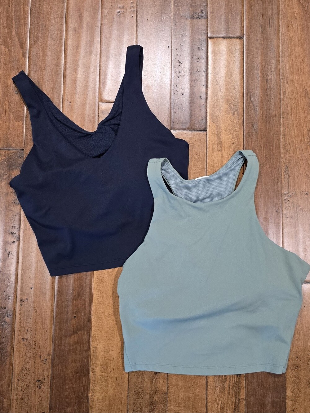 Set of 2 All In Motion Sport Tank Bras, Navy & Sage, Large
